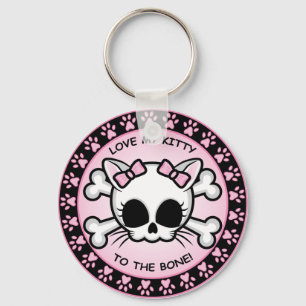 Cute Kitty Skull Keychain