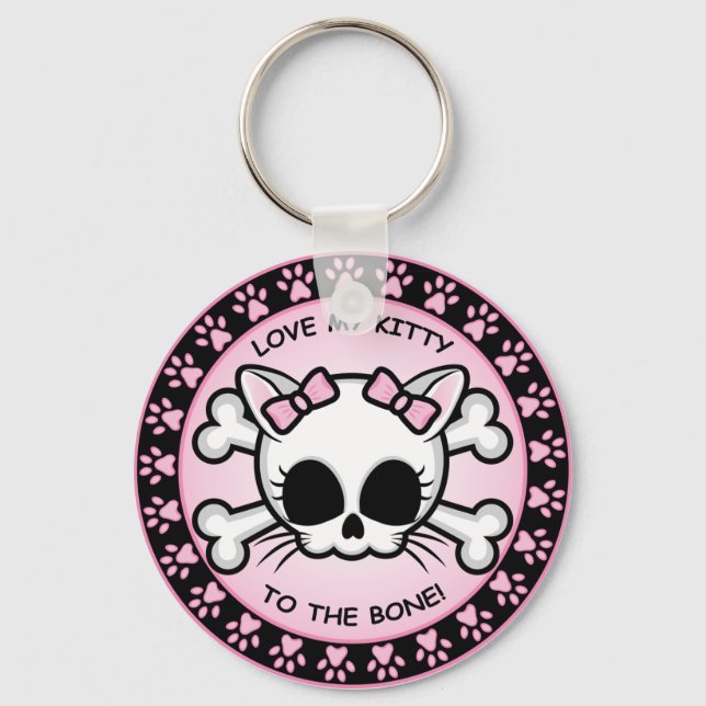 Cute Kitty Skull Keychain (Front)