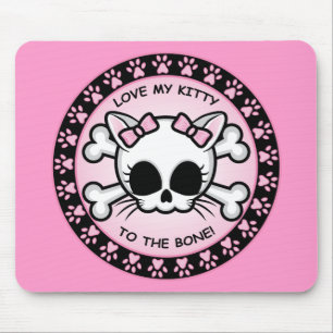 Cute Kitty Skull Mouse Pad