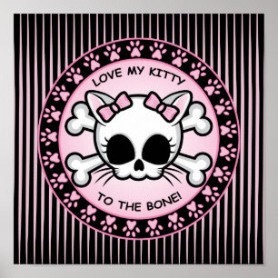 Cute Kitty Skull Poster