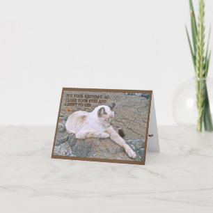 CUTE KITTY SUNNING ON ROCK/EYES CLOSED/BIRTHDAY H CARD