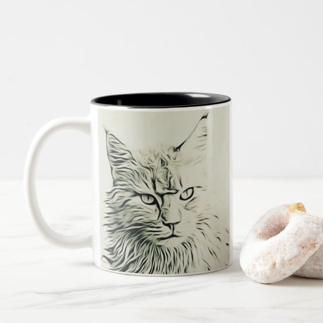 Cute Kitty Two-Tone Coffee Mug (With Donut)