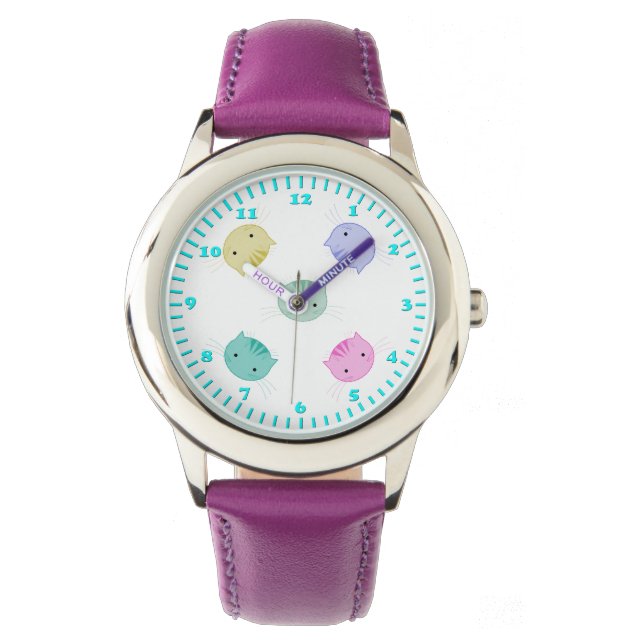 Cute Kitty Visages Filles Montre Poignet (devant)