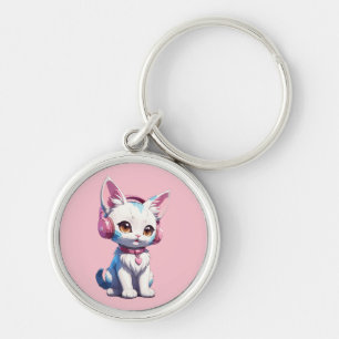 Cute Kitty with Headphones Magic Keychain