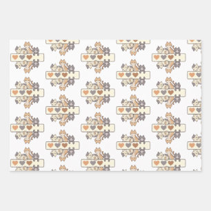 Cute kitty wrapping paper - abstract - set of 3