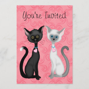 Cute Kity Chats Rose, Noir, Blanc Invitation d'ann