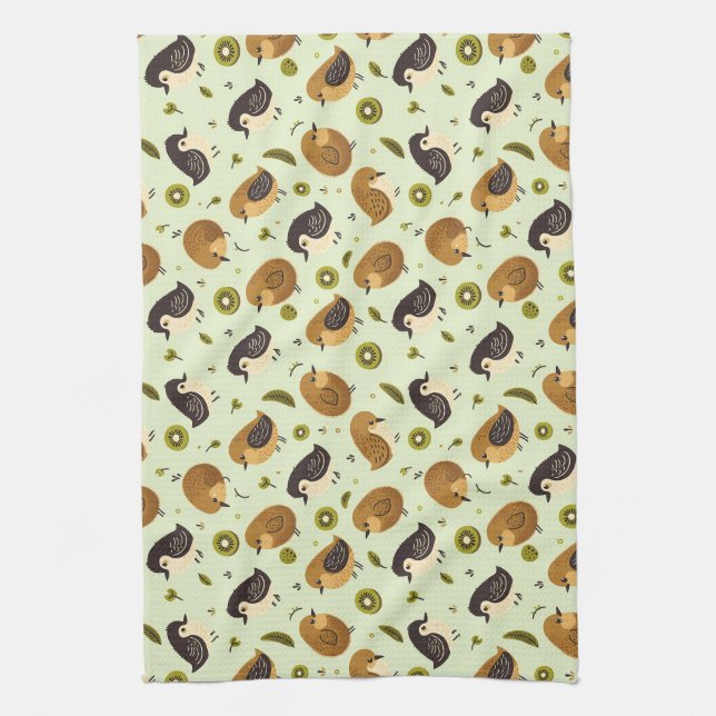 Cute Kiwi Birds Pattern Kitchen Towel (Vertical)
