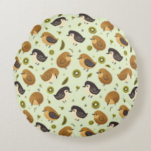 Cute Kiwi Birds Pattern Round Pillow