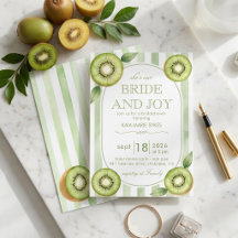 Cute Kiwi Fruit Sage Green Striped Bridal Shower