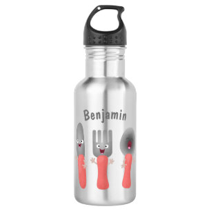 Cute knife fork and spoon cutlery cartoon 532 ml water bottle