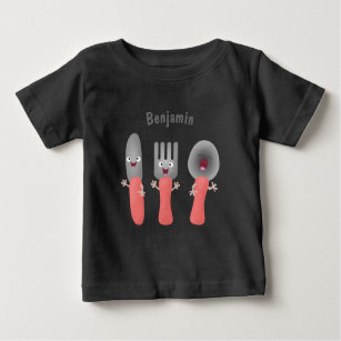 Cute knife fork and spoon cutlery cartoon baby T-Shirt