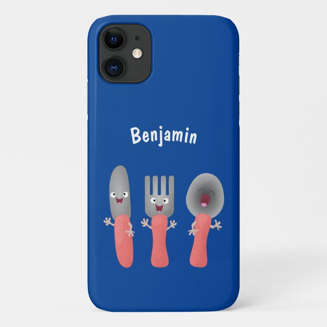Cute knife fork and spoon cutlery cartoon Case-Mate iPhone case (Back)