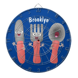 Cute knife fork and spoon cutlery cartoon dartboard