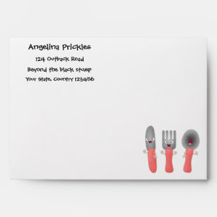 Cute knife fork and spoon cutlery cartoon envelope