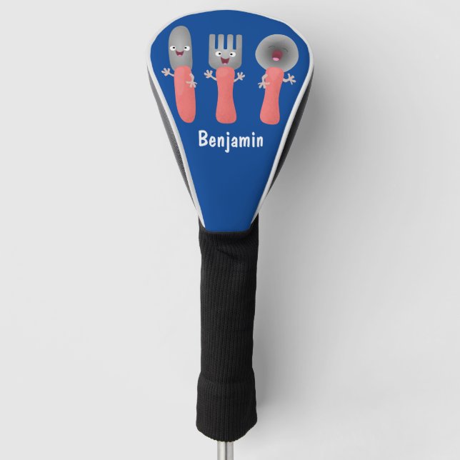 Cute knife fork and spoon cutlery cartoon golf head cover (Front)