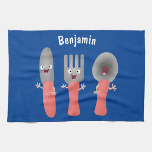 Cute knife fork and spoon cutlery cartoon kitchen towel