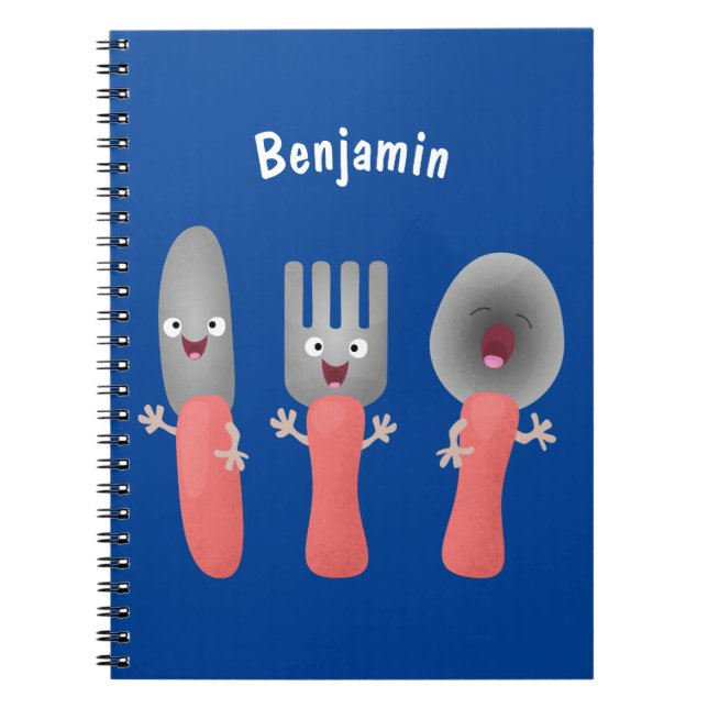 Cute knife fork and spoon cutlery cartoon notebook (Front)