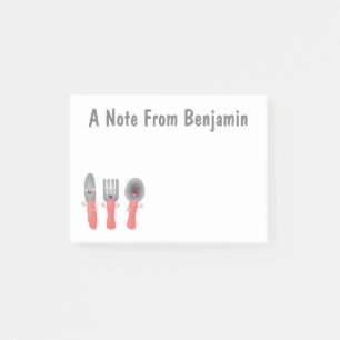 Cute knife fork and spoon cutlery cartoon post-it notes