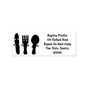 Cute knife fork and spoon cutlery cartoon rubber stamp