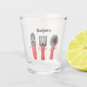 Cute knife fork and spoon cutlery cartoon shot glass