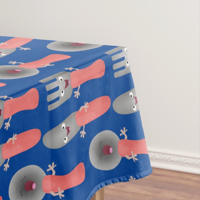 Cute knife fork and spoon cutlery cartoon tablecloth (In Situ)
