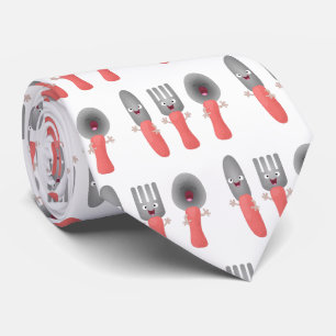 Cute knife fork and spoon cutlery cartoon tie