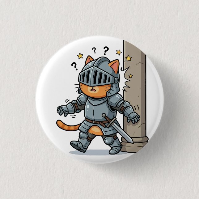 Cute Knight Cat Button (Front)