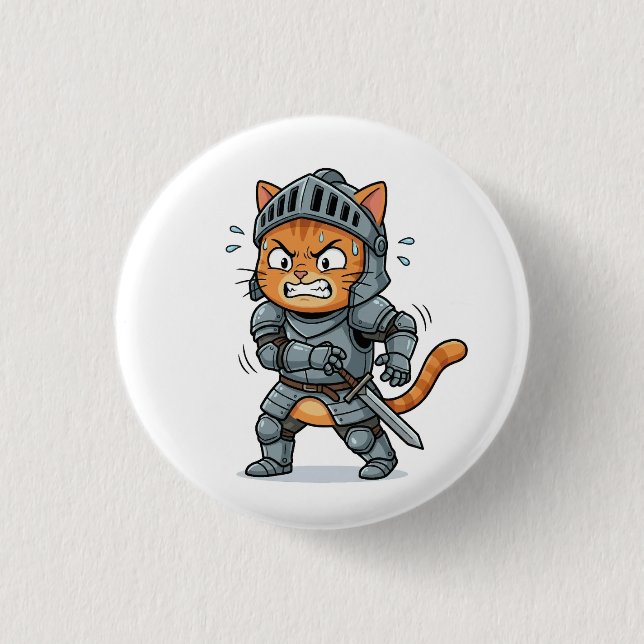 Cute Knight Cat Button (Front)