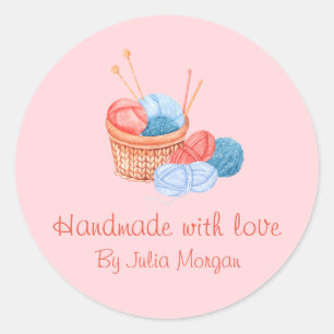 Cute Knit Homemade Label   Pink