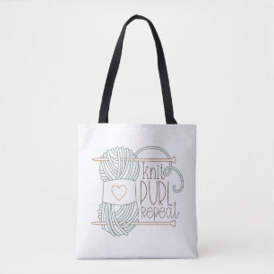 Cute Knit Pearl Repeat Tote Bag