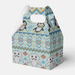 Cute Knitted Penguin and Seal Pattern Favor Box