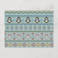 Cute Knitted Penguin and Seal Pattern