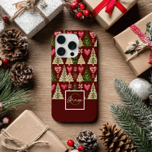 Cute Knitted Style Christmas Tree Pattern iPhone 15 Pro Case