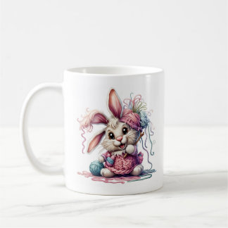 Cute Knitting Bunny Mug – Adorable Yarn Lover Rabb