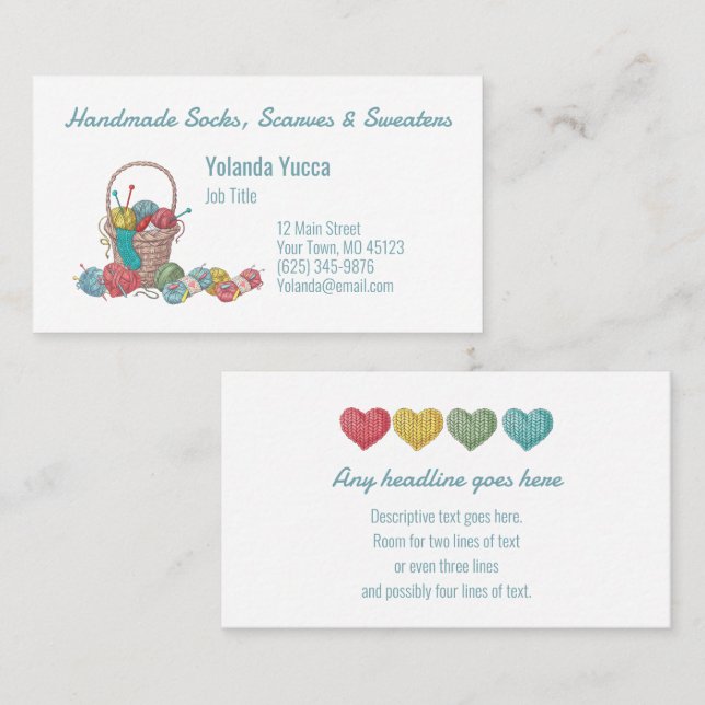 Cute Knitting or Crochet Business Card (Front/Back)