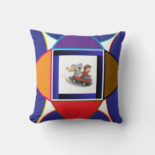 Cute Koala Adventure Geometric Throw Pillow Kids