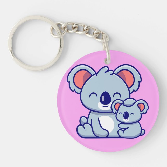 Cute Koala And Baby  Keychain (Front)