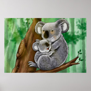 Cute Koala and Baby Poster
