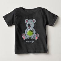 Cute koala and coconut cartoon illustration