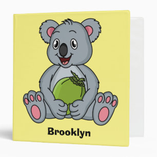 Cute koala and coconut cartoon illustration binder