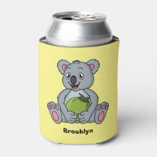 Cute koala and coconut cartoon illustration can cooler