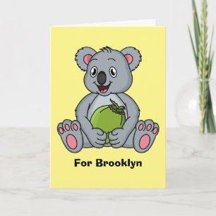 Cute koala and coconut cartoon illustration card