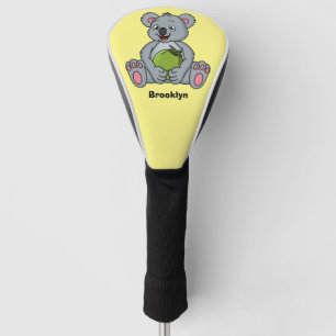 Cute koala and coconut cartoon illustration golf head cover