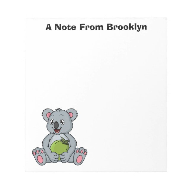 Cute koala and coconut cartoon illustration notepad (Front)