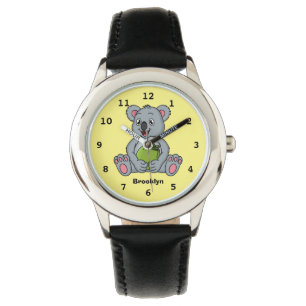 Cute koala and coconut cartoon illustration watch