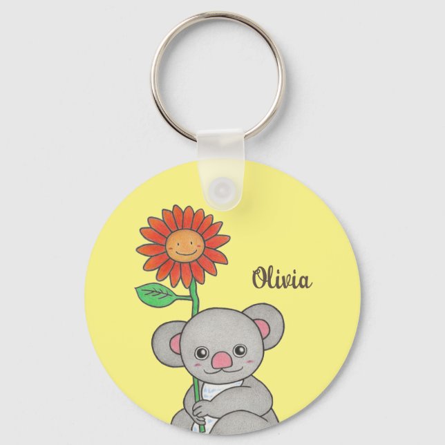 Cute Koala Animal Name Keychain (Front)