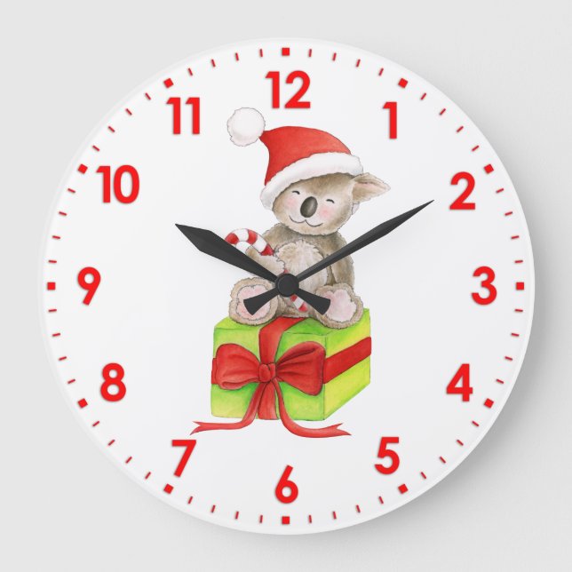 Cute koala art Christmas wall clock (Front)