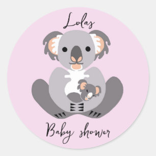Cute KOALA - Baby shower - Animal -Personalize Classic Round Sticker