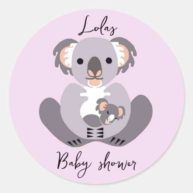 Cute KOALA - Baby shower - Animal -Personalize Classic Round Sticker (Front)