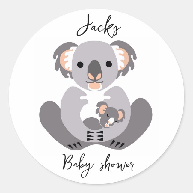 Cute KOALA - Baby Shower - Animal -Personalized  Classic Round Sticker (Front)